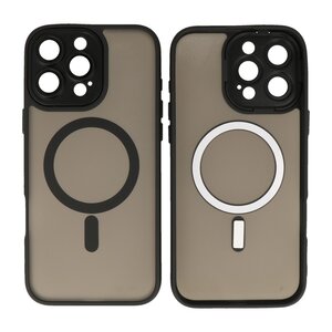 BAOHU Hoesje Geschikt voor de iPhone 14 Pro - Mat-Transparent met Camera Beschermer Magnetic Case - Zwart
