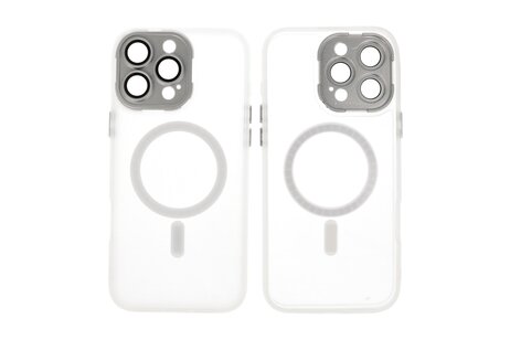 BAOHU Hoesje Geschikt voor de iPhone 14 Pro - Mat-Transparent met Camera Beschermer Magnetic Case - Wit