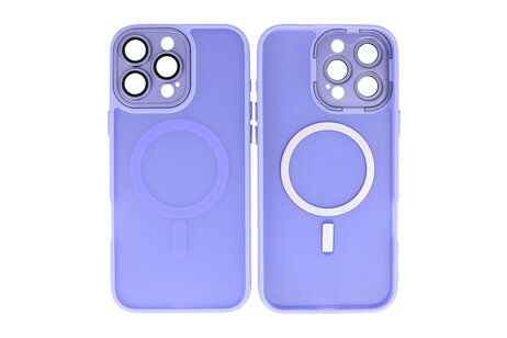 BAOHU Hoesje Geschikt voor de iPhone 14 Pro - Mat-Transparent met Camera Beschermer Magnetic Case - Paars