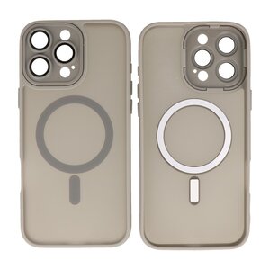 BAOHU Hoesje Geschikt voor de iPhone 14 Pro - Mat-Transparent met Camera Beschermer Magnetic Case - Grijs