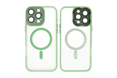 BAOHU Hoesje Geschikt voor de iPhone 14 Pro Max - Mat-Transparent met Camera Beschermer Magnetic Case - Groen