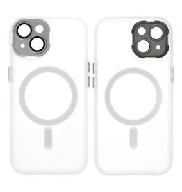 BAOHU Mat-Transparent met Camera Beschermer Magsafe Case voor iPhone 15 Wit