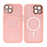 BAOHU Mat-Transparent met Camera Beschermer Magsafe Case voor iPhone 15 Roze