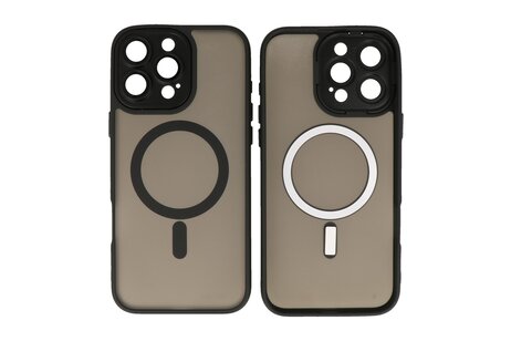 BAOHU Hoesje Geschikt voor de iPhone 15 Pro - Mat-Transparent met Camera Beschermer Magnetic Case - Zwart