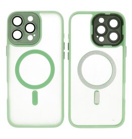 BAOHU Mat-Transparent met Camera Beschermer Magsafe Case voor iPhone 15 Pro Groen