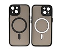 BAOHU Hoesje Geschikt voor de iPhone 15 Plus - Mat-Transparent met Camera Beschermer Magnetic Case - Zwart