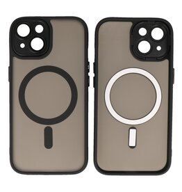 BAOHU Mat-Transparent met Camera Beschermer Magsafe Case voor iPhone 15 Plus Zwart