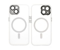 BAOHU Hoesje Geschikt voor de iPhone 15 Plus - Mat-Transparent met Camera Beschermer Magnetic Case - Wit