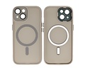 BAOHU Hoesje Geschikt voor de iPhone 15 Plus - Mat-Transparent met Camera Beschermer Magnetic Case - Grijs