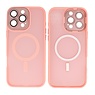 BAOHU Mat-Transparent met Camera Beschermer Magsafe Case voor iPhone 15 Pro Max Roze