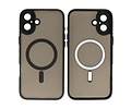 BAOHU Hoesje Geschikt voor de iPhone 16 - Mat-Transparent met Camera Beschermer Magnetic Case - Zwart