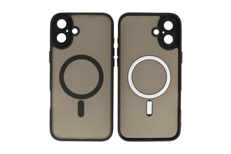 BAOHU Hoesje Geschikt voor de iPhone 16 - Mat-Transparent met Camera Beschermer Magnetic Case - Zwart