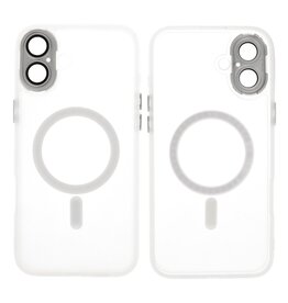 BAOHU Mat-Transparent met Camera Beschermer Magsafe Case voor iPhone 16 Wit