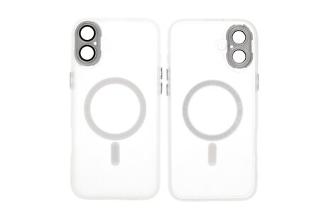 BAOHU Hoesje Geschikt voor de iPhone 16 - Mat-Transparent met Camera Beschermer Magnetic Case - Wit