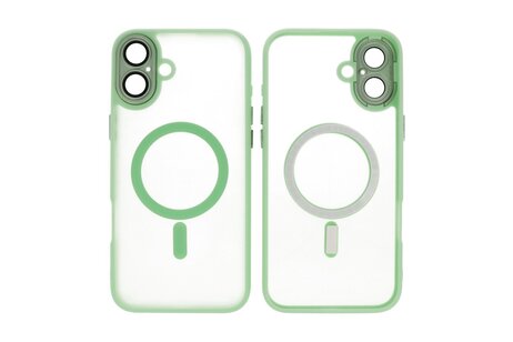 BAOHU Hoesje Geschikt voor de iPhone 16 - Mat-Transparent met Camera Beschermer Magnetic Case - Groen