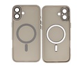 BAOHU Hoesje Geschikt voor de iPhone 16 - Mat-Transparent met Camera Beschermer Magnetic Case - Grijs