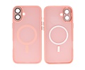 BAOHU Hoesje Geschikt voor de iPhone 16 - Mat-Transparent met Camera Beschermer Magnetic Case - Roze
