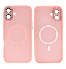 BAOHU Mat-Transparent met Camera Beschermer Magsafe Case voor iPhone 16 Roze