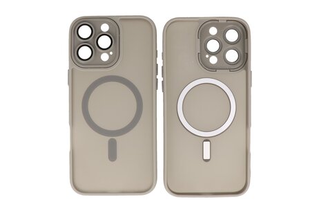 BAOHU Hoesje Geschikt voor de iPhone 16 Pro - Mat-Transparent met Camera Beschermer Magnetic Case - Grijs