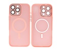 BAOHU Hoesje Geschikt voor de iPhone 16 Pro - Mat-Transparent met Camera Beschermer Magnetic Case - Roze