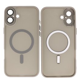 BAOHU Mat-Transparent met Camera Beschermer Magsafe Case voor iPhone 16 Plus Grijs