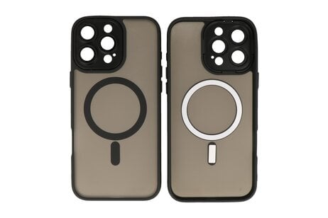 BAOHU Hoesje Geschikt voor de iPhone 16 Pro Max - Mat-Transparent met Camera Beschermer Magnetic Case - Zwart