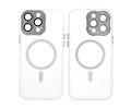 BAOHU Hoesje Geschikt voor de iPhone 16 Pro Max - Mat-Transparent met Camera Beschermer Magnetic Case - Wit