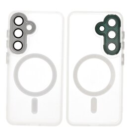 BAOHU Mat-Transparent met Camera Beschermer Magsafe Case voor Samsung Galaxy S24 - S25 Wit