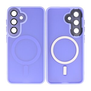 BAOHU Hoesje Geschikt voor de Samsung Galaxy S24 - S25 - Mat-Transparent met Camera Beschermer Magnetic Case - Paars
