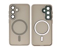 BAOHU Hoesje Geschikt voor de Samsung Galaxy S24 - S25 - Mat-Transparent met Camera Beschermer Magnetic Case - Grijs