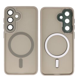 BAOHU Mat-Transparent met Camera Beschermer Magsafe Case voor Samsung Galaxy S24 - S25 Grijs