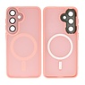BAOHU Mat-Transparent met Camera Beschermer Magsafe Case voor Samsung Galaxy S24 - S25 Roze