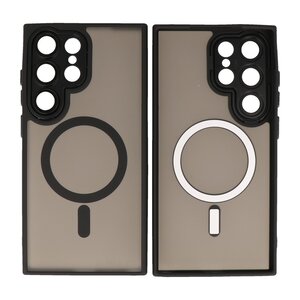 BAOHU Hoesje Geschikt voor de Samsung Galaxy S24 Ultra - Mat-Transparent met Camera Beschermer Magnetic Case - Zwart