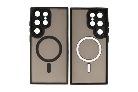 BAOHU Hoesje Geschikt voor de Samsung Galaxy S24 Ultra - Mat-Transparent met Camera Beschermer Magnetic Case - Zwart