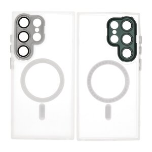 BAOHU Hoesje Geschikt voor de Samsung Galaxy S24 Ultra - Mat-Transparent met Camera Beschermer Magnetic Case - Wit
