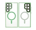 BAOHU Hoesje Geschikt voor de Samsung Galaxy S24 Ultra - Mat-Transparent met Camera Beschermer Magnetic Case - Groen