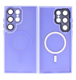 BAOHU Mat-Transparent met Camera Beschermer Magsafe Case voor Samsung Galaxy S24 Ultra Paars