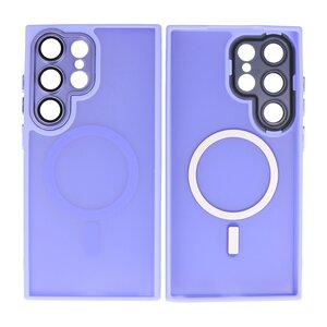 BAOHU Hoesje Geschikt voor de Samsung Galaxy S24 Ultra - Mat-Transparent met Camera Beschermer Magnetic Case - Paars