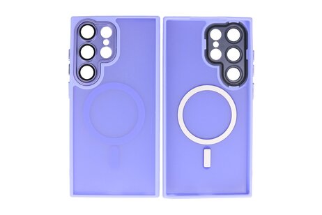 BAOHU Hoesje Geschikt voor de Samsung Galaxy S24 Ultra - Mat-Transparent met Camera Beschermer Magnetic Case - Paars