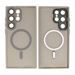 BAOHU Hoesje Geschikt voor de Samsung Galaxy S24 Ultra - Mat-Transparent met Camera Beschermer Magnetic Case - Grijs