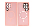 BAOHU Hoesje Geschikt voor de Samsung Galaxy S24 Ultra - Mat-Transparent met Camera Beschermer Magnetic Case - Roze