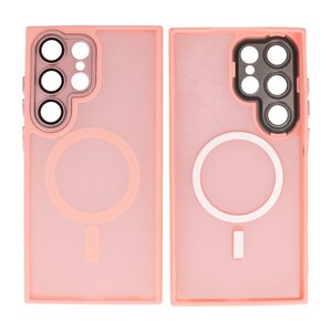 BAOHU Hoesje Geschikt voor de Samsung Galaxy S24 Ultra - Mat-Transparent met Camera Beschermer Magnetic Case - Roze