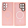BAOHU Mat-Transparent met Camera Beschermer Magsafe Case voor Samsung Galaxy S24 Ultra Roze