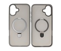 BAOHU Hoesje Geschikt voor de iPhone 16 - Magnetic Mat-Transparent - Camera Beschermer met Staande Functie - Grijs
