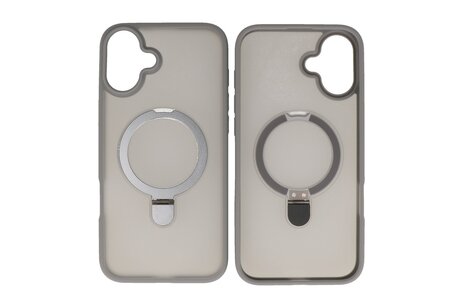 BAOHU Hoesje Geschikt voor de iPhone 16 - Magnetic Mat-Transparent - Camera Beschermer met Staande Functie - Grijs