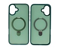 BAOHU Hoesje Geschikt voor de iPhone 16 - Magnetic Mat-Transparent - Camera Beschermer met Staande Functie - Donker Groen