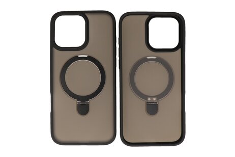 BAOHU Hoesje Geschikt voor de iPhone 16 Pro - Magnetic Mat-Transparent - Camera Beschermer met Staande Functie - Zwart