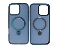BAOHU Hoesje Geschikt voor de iPhone 16 Pro - Magnetic Mat-Transparent - Camera Beschermer met Staande Functie - Blauw