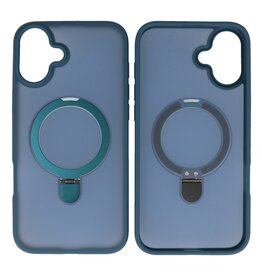BAOHU Magsafe Mat Transparant - Camera Beschermer Case met Staande Functie voor iPhone 16 Plus Blauw