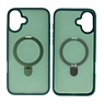BAOHU Magsafe Mat Transparant - Camera Beschermer Case met Staande Functie voor iPhone 16 Plus Donker Groen